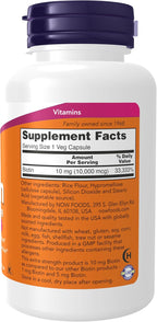 NOW Foods Biotin 10 mg (10,000 mcg), Extra Strength, 120 Vegan Capsules