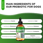 Probióticos Líquidos para Perros y Cachorros con Prebióticos y Enzimas Digestivas - Sabor Bacon - 60 ml