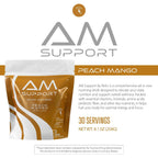 AM Support Mezcla Matutina de Nutrición – Cero Calorías Apoyo Nutricional GLP-1 con Vitaminas, Minerales, Aminoácidos, Fibra Prebiótica, Baobab, Ginseng y Colágeno Marino - Melocotón Mango - 30 Servicios
