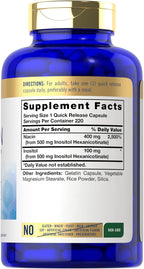 Carlyle Niacina Sin Rubor 500mg (400 mg Niacina + 100 mg Inositol) - 220 Cápsulas
