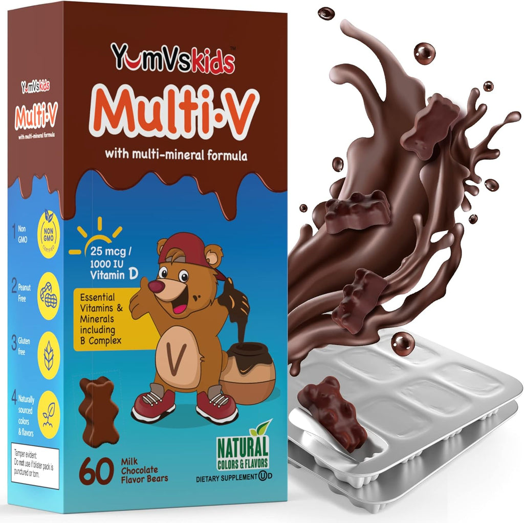 YUM-V'S Ositos de Chocolate Multivitamínicos para Niños - 60 Ositos de Chocolate Multivitamínicos