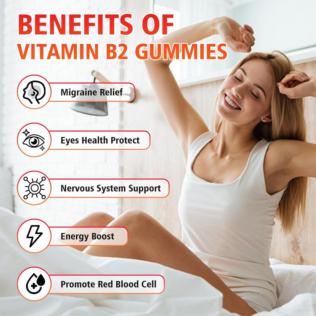 GrnLife Gominolas de Vitamina B2 (Riboflavina) 400mg con Magnesio - 120 Gominolas Sabor Fresa