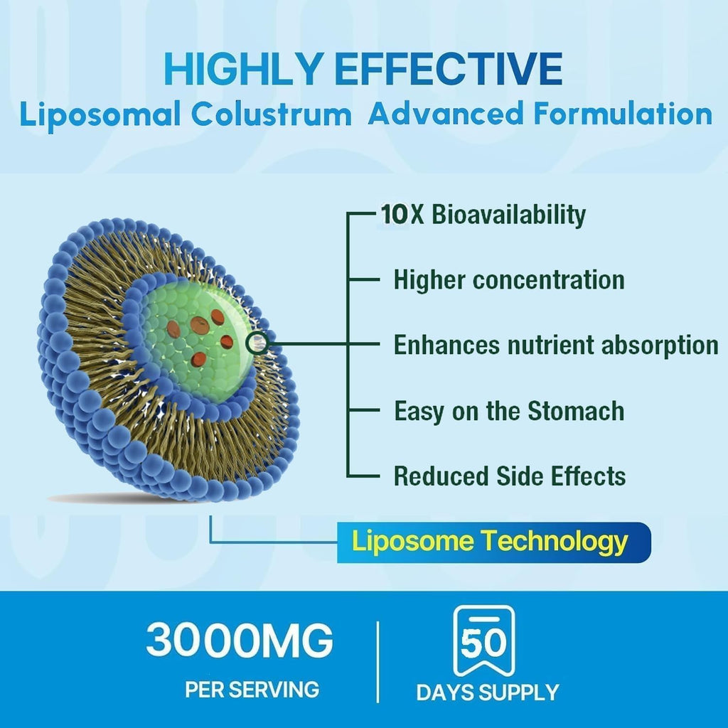 KEDISOM Colostro Bovino en Polvo - Grass-Fed, Liposomal, 60% IgG, 3000 mg, 50 Porciones