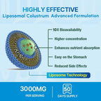 KEDISOM Colostro Bovino en Polvo - Grass-Fed, Liposomal, 60% IgG, 3000 mg, 50 Porciones