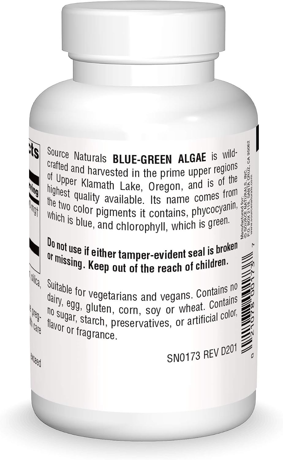 Source Naturals Blue Green Algae de Klamath Lake - Suplemento de Algas Superalimento, 500 mg - 200 Comprimidos