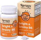 Renzo's Bright & Brainy Vitamina B6, Comprimidos Disolventes para Niños, 60 Unidades, Sabor Naranja Sin Azúcar