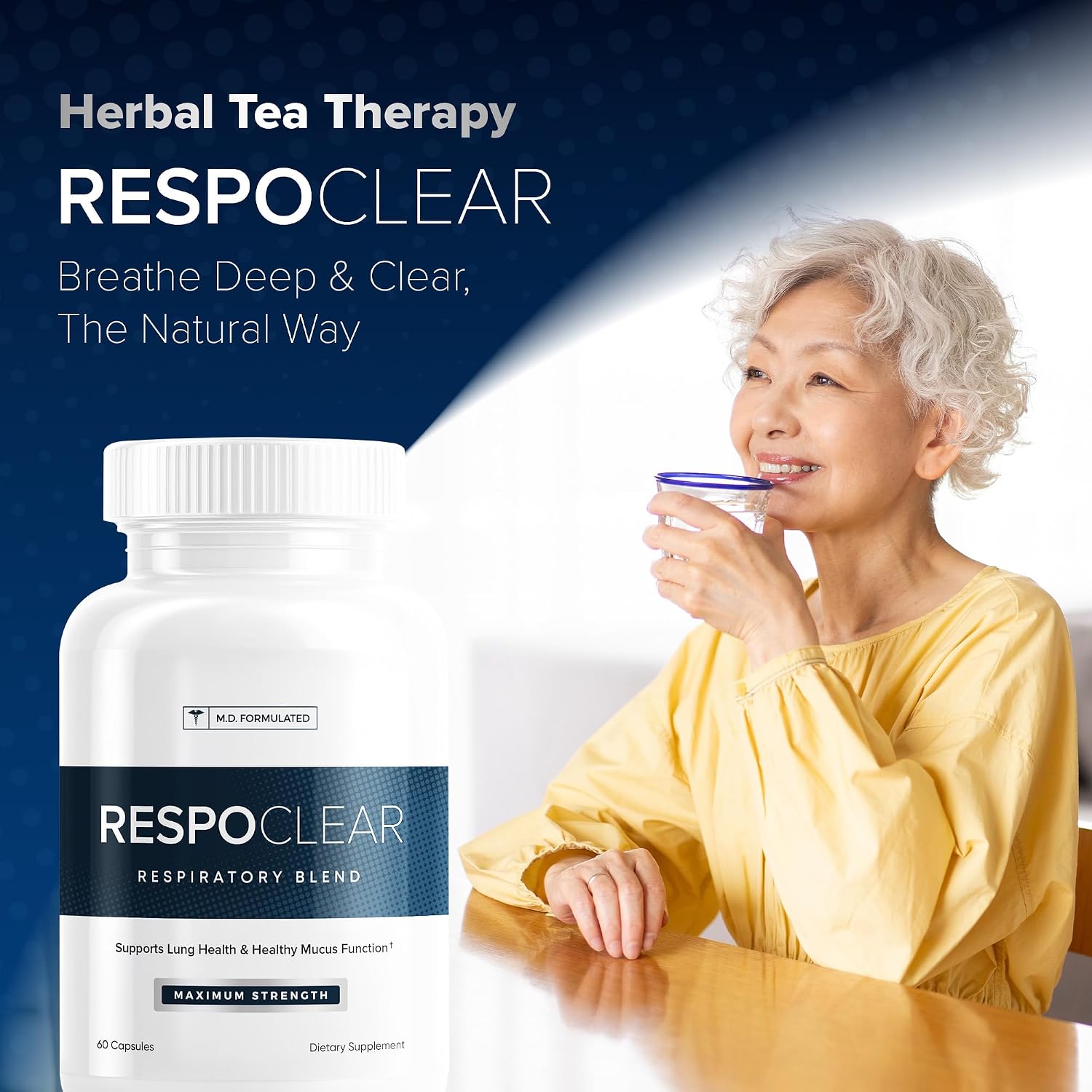 Herbal Tea Therapy RespoClear (60 Cápsulas) – Suplemento Respiratorio con NAC, Saúco y Quercetina