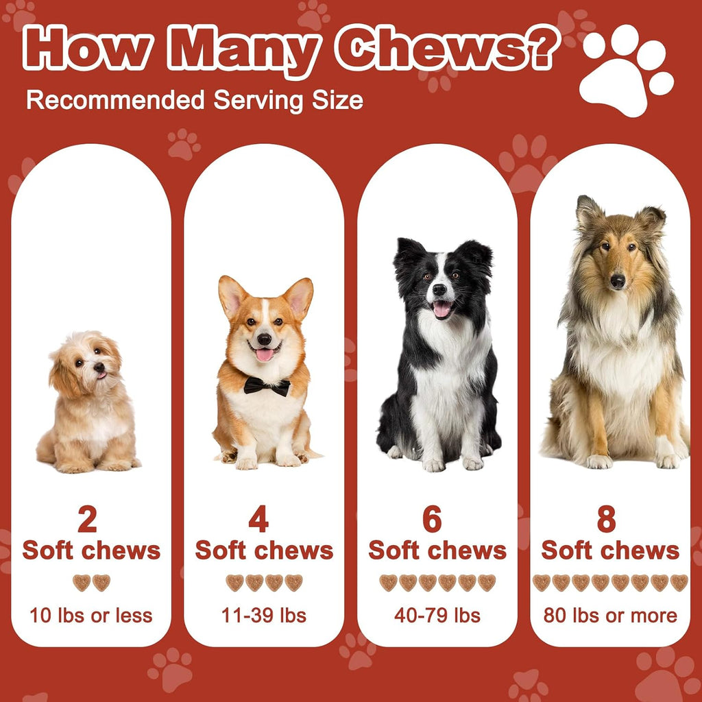 PICPOW Multivitamínico masticable para perros con glucosamina, condroitina, enzimas digestivas y probióticos, 120 comprimidos