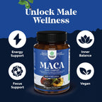 Potent Black Maca Root Cápsulas para Hombres - Complemento Herbal con Ginseng Siberiano, Ashwagandha y Raíz de Maca Negra - 120 Cápsulas