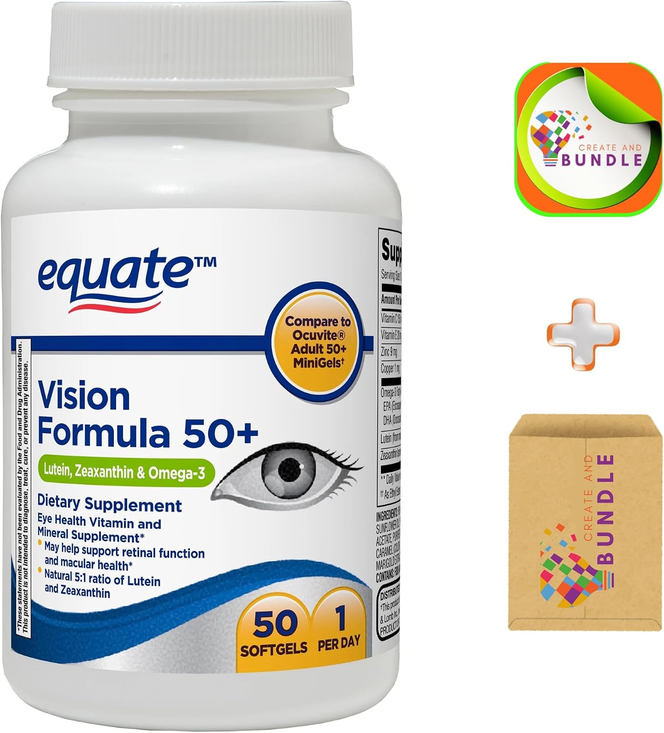 Equate Vision Formula 50+ Cápsulas Blandas - 50 uds + Sticker