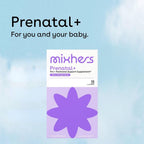 MIXHERS Prenatal+ Multivitamínico Prenatal y Postnatal en Polvo, Sabor a Frutos Rojos y Granada, 15 Sobres