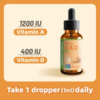 Nature's Nutra Vitamin A&D - Gotas Líquidas Premium de Vitamina A y D para Bebés, Niños y Niñas - 60 ml