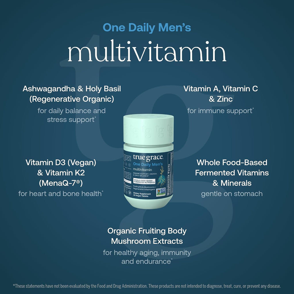 True Grace One Daily Multivitamínico para Hombre con Minerales Fermentados