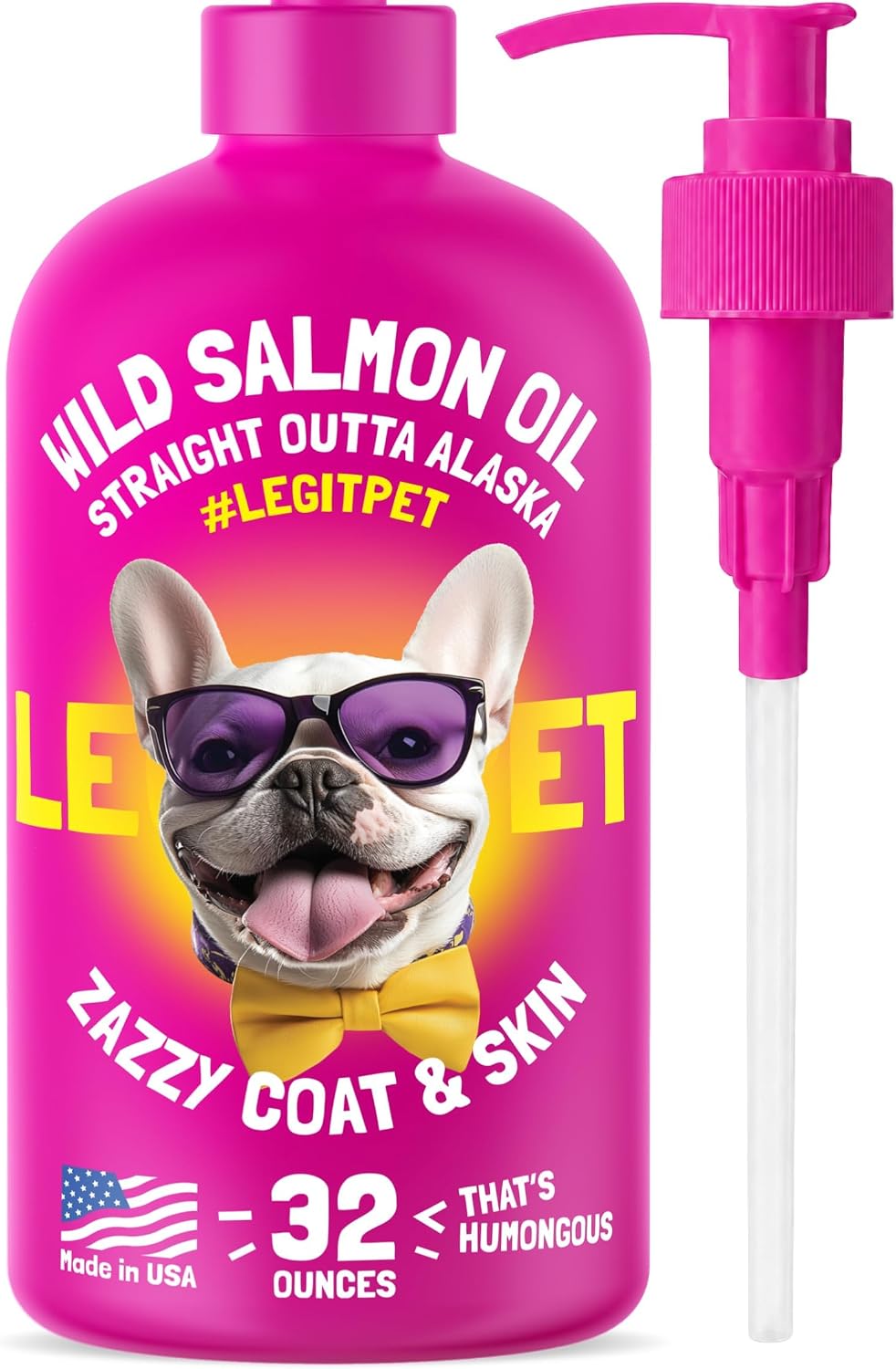 LEGITPET Aceite de Salmón Salvaje de Alaska para Perros y Gatos - 946 ml
