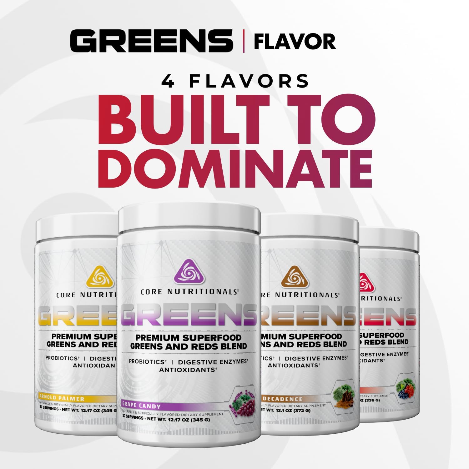 Core Nutritionals Greens - Mezcla Premium de Superfoods Rojos y Verdes con Probióticos, Enzimas Digestivas y Antioxidantes - 30 Servicios (Chocolate Decadence)