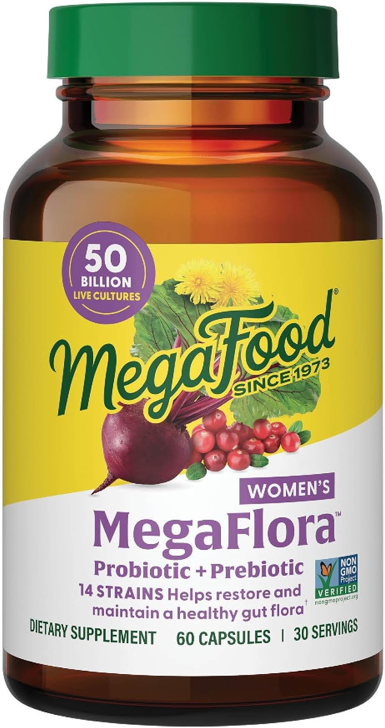 MegaFood MegaFlora Probióticos y Prebióticos para Mujeres – 60 Cápsulas