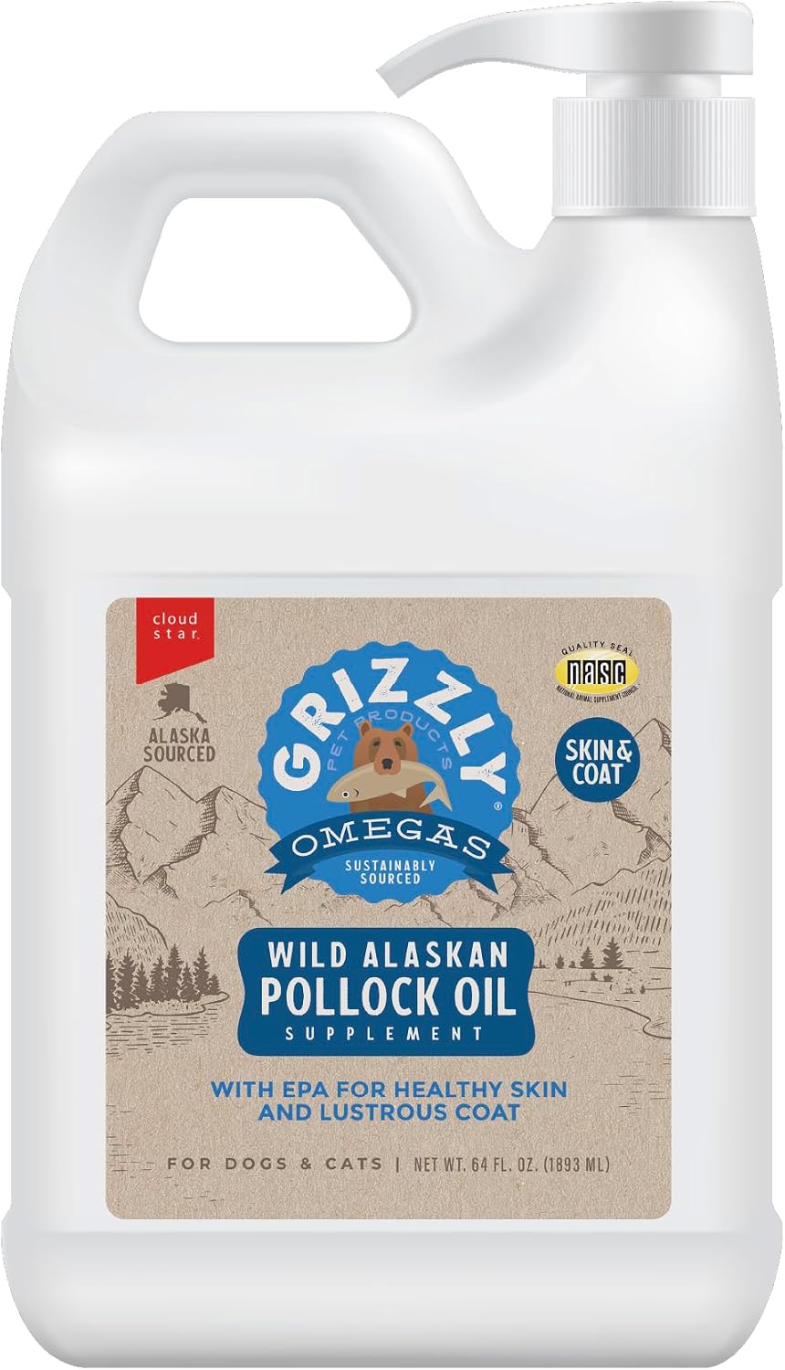 Grizzly Pollock Oil - Suplemento Alimenticio para Perros, 1.89 L (64 oz)