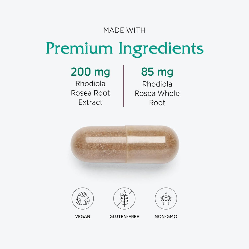 Vitanica Extracto de Raíz de Rhodiola Rosea 200mg - 60 Cápsulas Veganas
