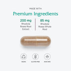 Vitanica Extracto de Raíz de Rhodiola Rosea 200mg - 60 Cápsulas Veganas