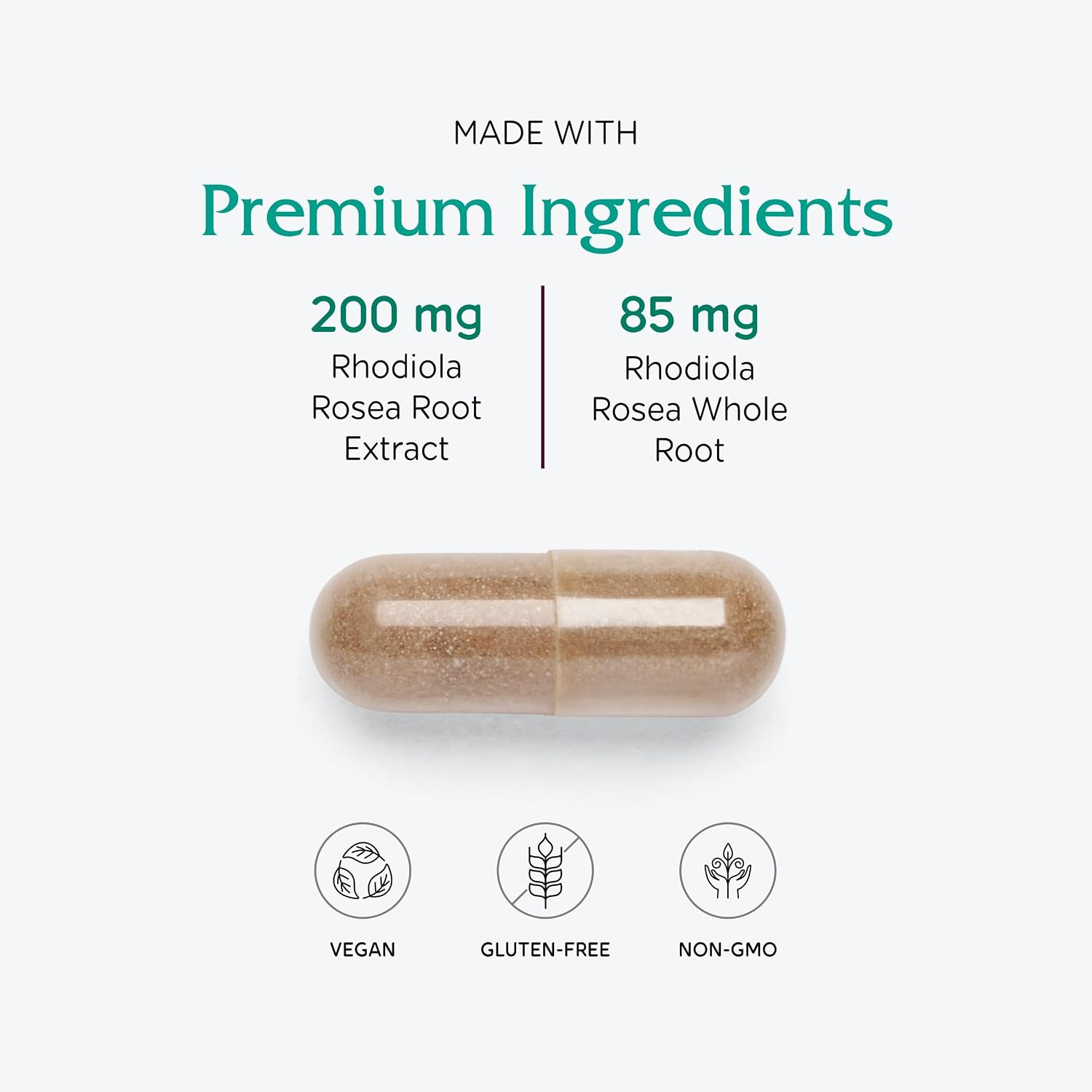 Vitanica Extracto de Raíz de Rhodiola Rosea 200mg - 60 Cápsulas Veganas