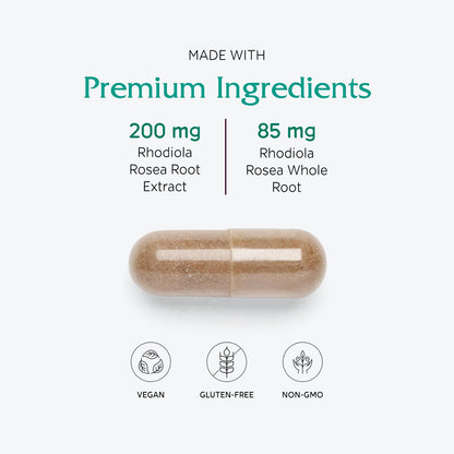 Vitanica Rhodiola Rosea Root Extract 200mg - 60 Cápsulas Veganas – Image 4