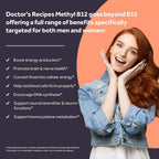 Doctor's Recipes Vitamina B12, Metilcobalamina 5000 mcg, 90 Comprimidos de Disolución Rápida, Sabor Natural a Melocotón, Vegano