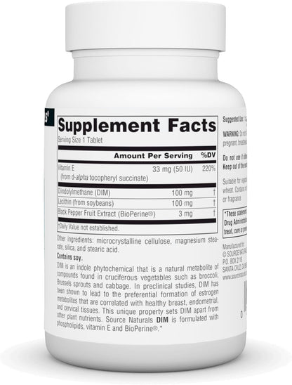 Source Naturals DIM, Diindolilmetano, 100 mg - 30 Comprimidos – Image 2