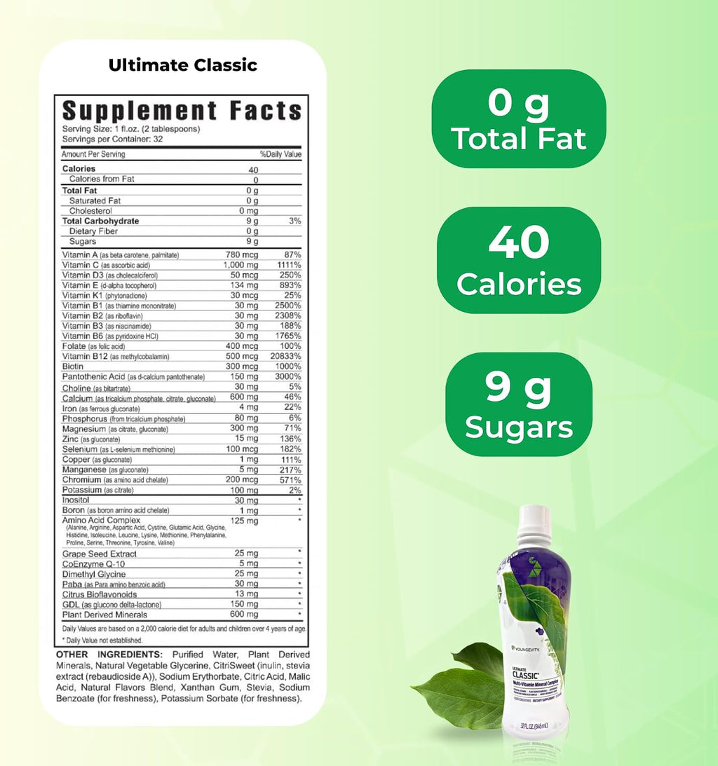 Youngevity Ultimate Classic - Multivitamínico y Mineral Líquido de Alta Absorción