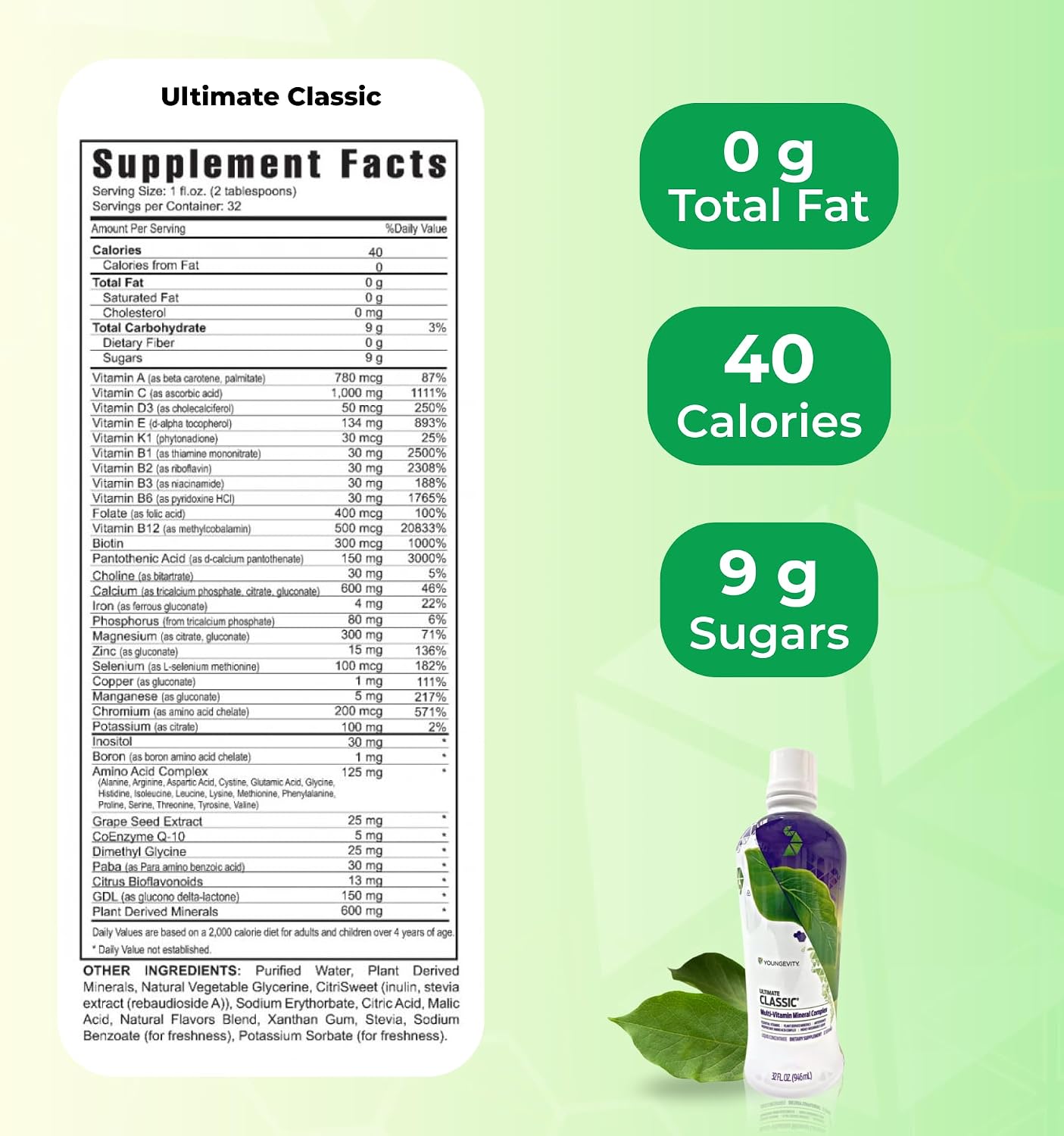 Youngevity Ultimate Classic - Multivitamínico y Mineral Líquido de Alta Absorción