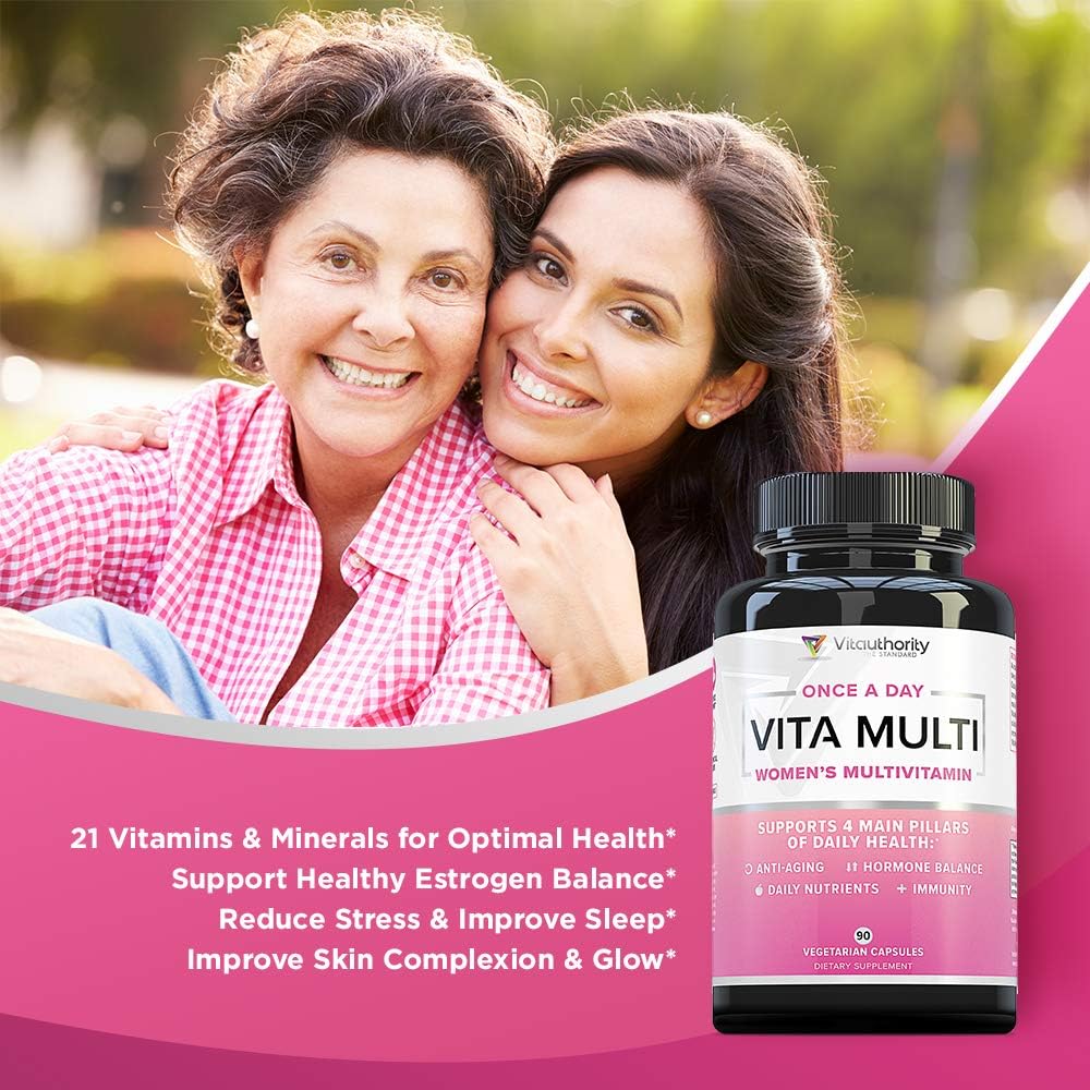 Vitauthority Multivitamin para Mujeres – Complejo Multivitamínico con DIM, Ashwagandha y Ácido Hialurónico