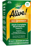 Nature's Way Alive! High Potency Daily Multivitamin with Iron, 90 Tablets
