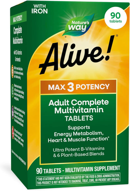 Nature's Way Alive! Multivitamínico Diario – Energía celular : Las vitaminas B1, B2, B3, B5, B6, B7, B9 y B12 – Image 1
