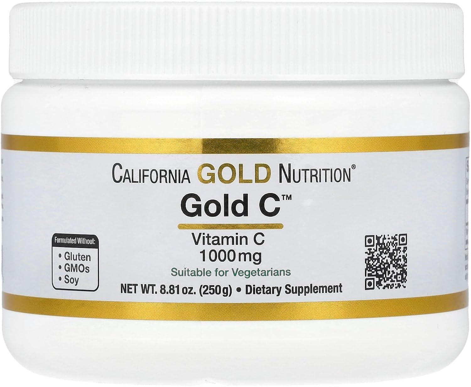 California Gold Nutrition Gold C Powder USP Grade Vitamin C Powder - Immune Support & Seasonal Wellness - Vegetarian Friendly - Gluten Free, Non-GMO - Quality Tested - 1000 mg - 250 g