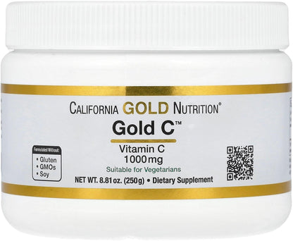 California Gold Nutrition Gold C Powder USP Grade Vitamin C Powder - Immune Support & Seasonal Wellness - Vegetarian – Image 1