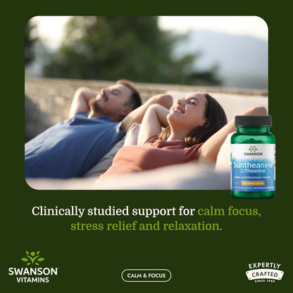 Swanson Double Potency Suntheanine L-Teanina 200 mg - 60 Cápsulas Vegetales – Image 2