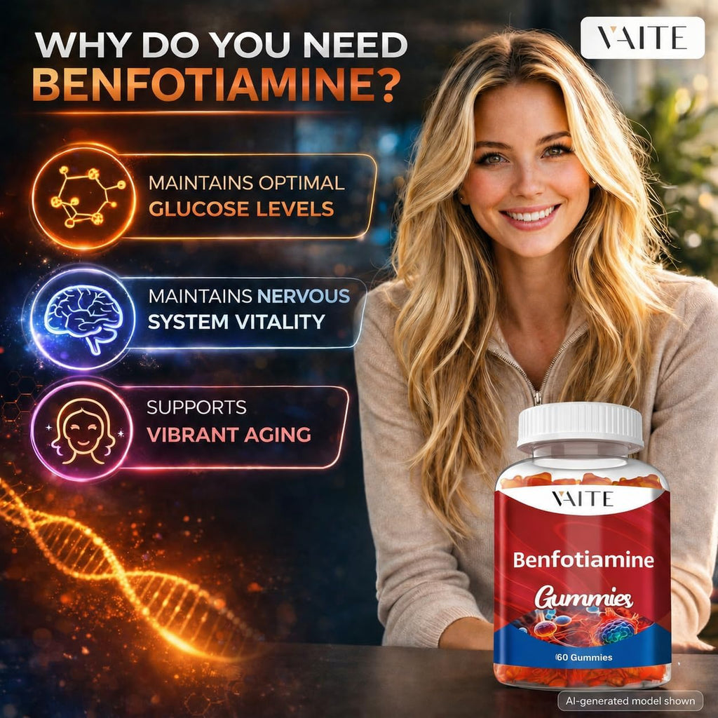 VAITE Benfotiamina 320mg Gomitas con L-Leucina 45mg | Complejo de Vitamina B1