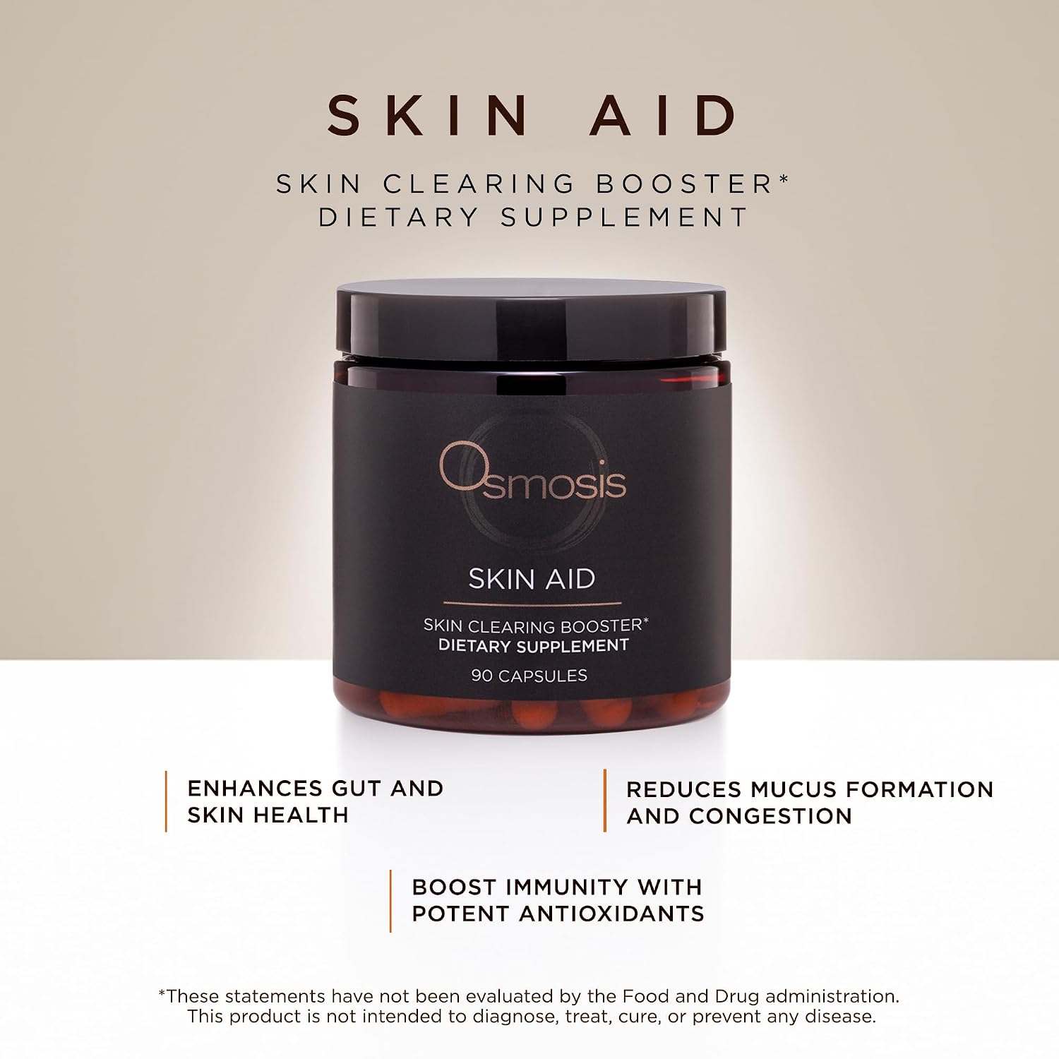 OSMOSIS Skin Aid, Microbioma y Vitamina A, Piel Propensa a Imperfecciones, 90 Cápsulas