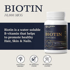 Puregen Labs Biotina 10.000 mcg – 360 Comprimidos Vegetarianos – Apoyo para Cabello, Piel y Uñas