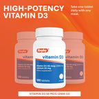 Rugby Vitamina D3 2000 IU (50 mcg) - Suplemento diario de vitamina D3 sin gluten para huesos, dientes e inmunidad - 100 comprimidos