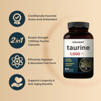 NatureBell Taurina 1.000mg por Dosis, 500 Cápsulas | Suplemento de Aminoácidos Esenciales