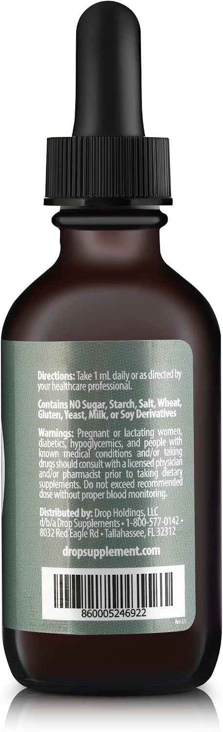 Drop Vitamina D3 + K2 Gotas Líquidas, 1000 UI D3 Vegana de Liquen, 45 mcg K2 (MK-4 y MK-7), con Aceite de Coco MCT Orgánico, 59 Dosis, 60 ml