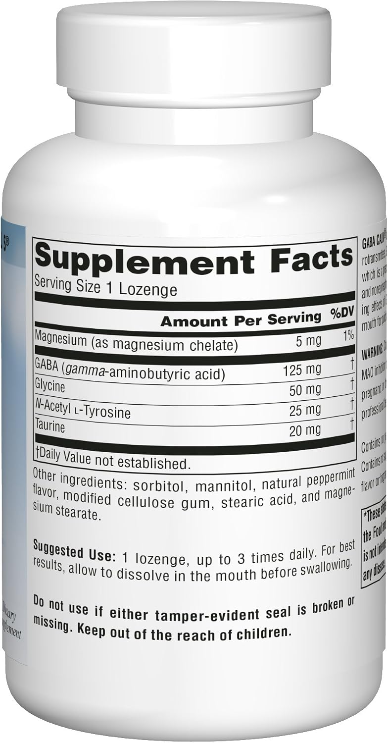 Source Naturals Serene Science GABA Calm – Pastillas de disolución rápida sabor menta – 120 unidades
