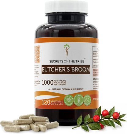 Secrets of the Tribe Butcher's Broom 120 Cápsulas, 1000 mg - Raíz de Ruscus aculeatus – Image 1