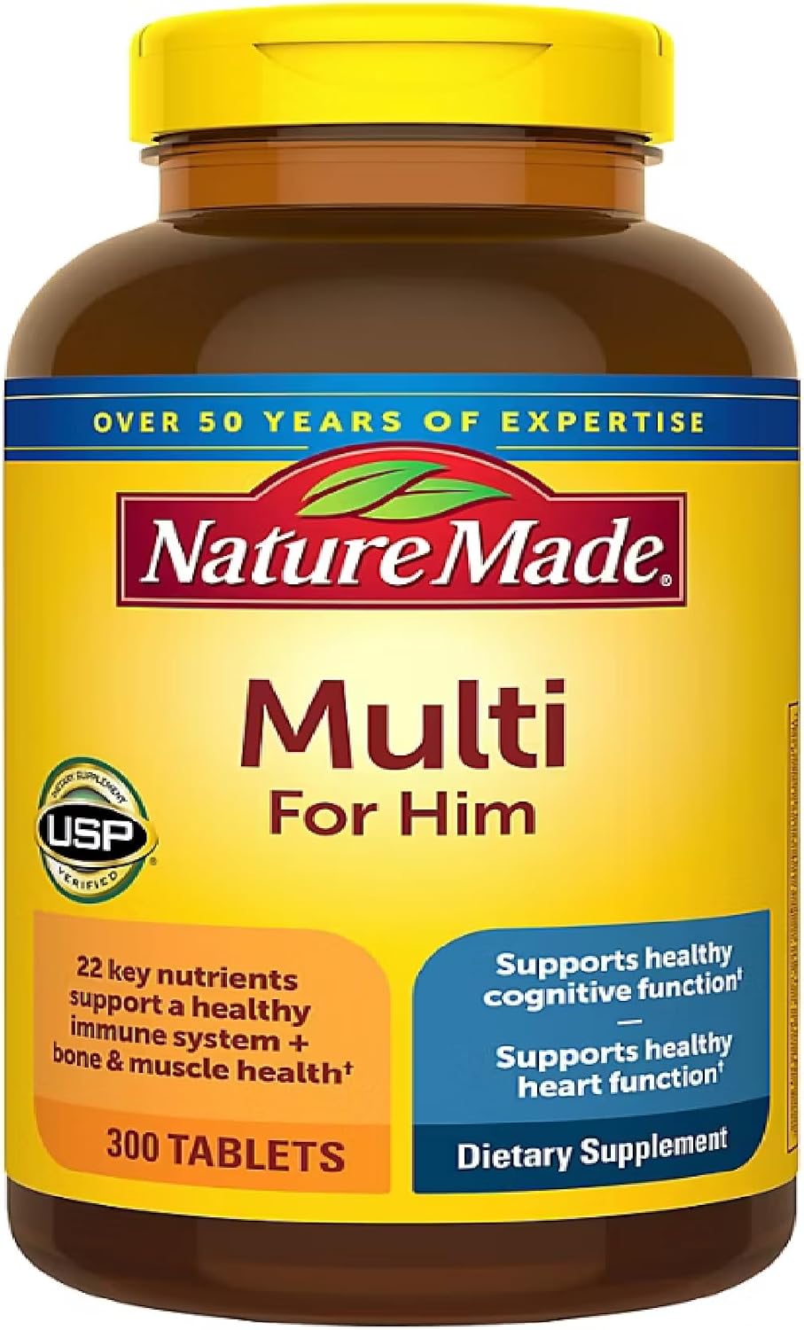 Nature Made Multivitamínico para Hombre, Sin Hierro, 300 Comprimidos