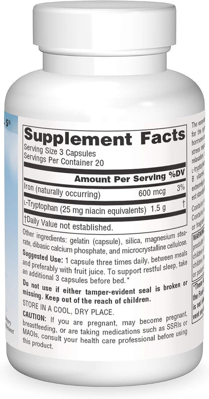 Source Naturals Serene Science L-Triptófano 500 mg, 60 Cápsulas – Image 3