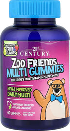 21st Century Zoo Friends Multi Gummies - Gominolas Multivitamínicas, Sabor Fruta, 60 unidades