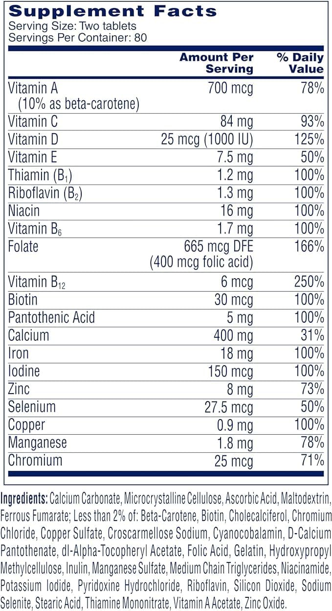 ONE A DAY Women's Petites Multivitamin with Vitamin A, C, D, E and Zinc, 160 Count (Pack of 2)