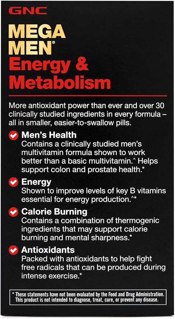 GNC Mega Men Energy & Metabolism Multivitamin - 90 Tablets