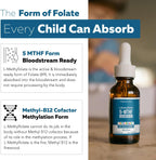L-Metilfolato Orgánico para Niños + Metil B12 - Forma Sublingual - 5-MTHF - Sabor a Bayas Orgánico - 30 ml