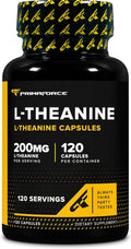 Primaforce L-Teanina Cápsulas (120 Cápsulas, 200mg de L-Teanina por Porción) - Suplemento de Aminoácido Teanina